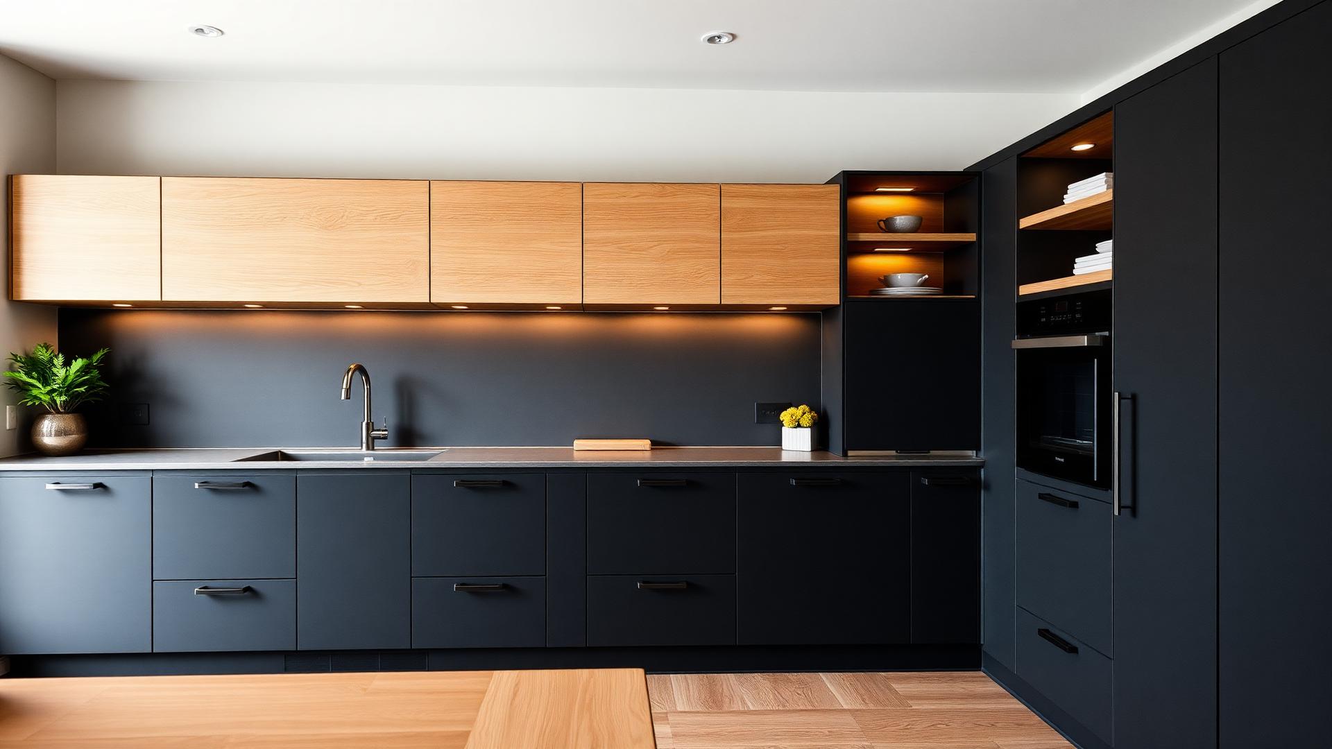 Bespoke charcoal and wood kitchen